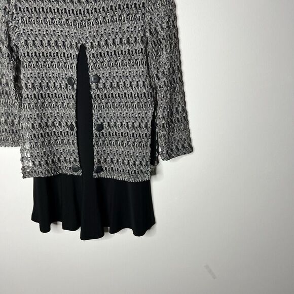 Joseph Ribkoff Tunic Top Womens 4 Crochet Overlay Buttons Layered Career - Picture 6 of 12